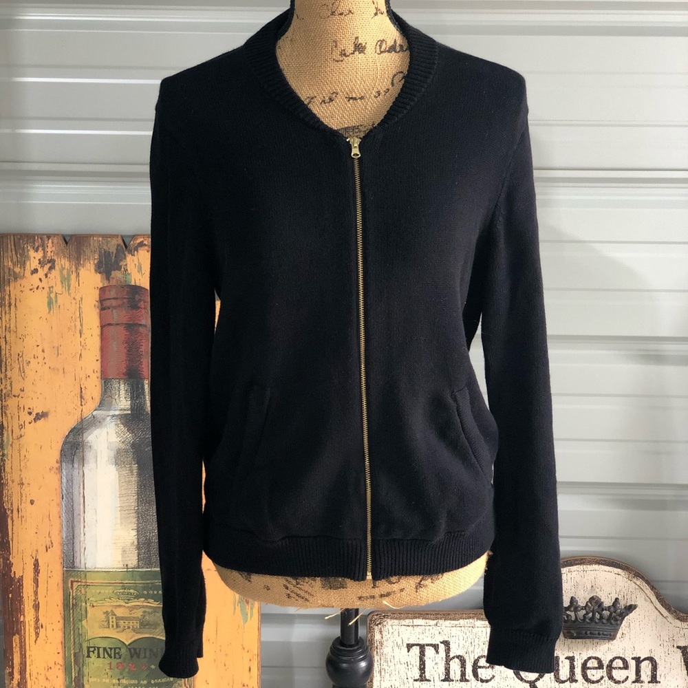 J. Crew Mercantile zip up black sweater small